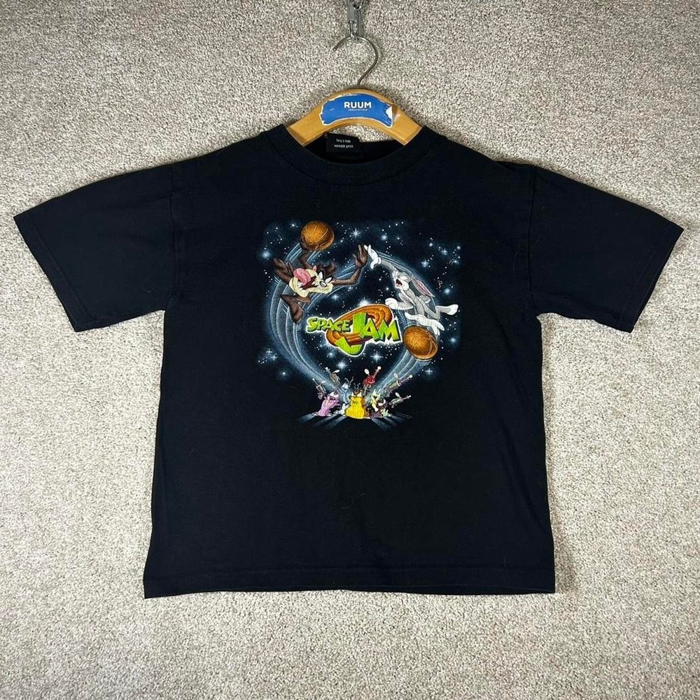 Vintage 1996 Space Jam youth Small/Medium graphic black t-shirt
